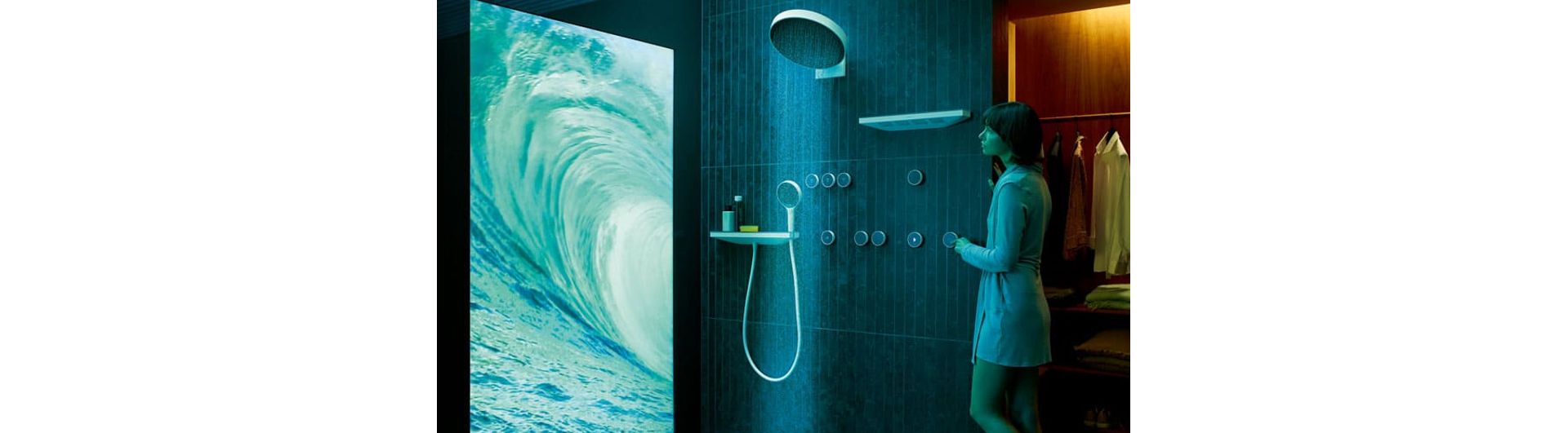 Naturalmente anche hansgrohe offre diversi colori. Ma con «Rainfinity» e «RainTunes» anche una nuova esperienza sotto la doccia grazie a programmi relax, suoni, fragranze e controllo digitale.