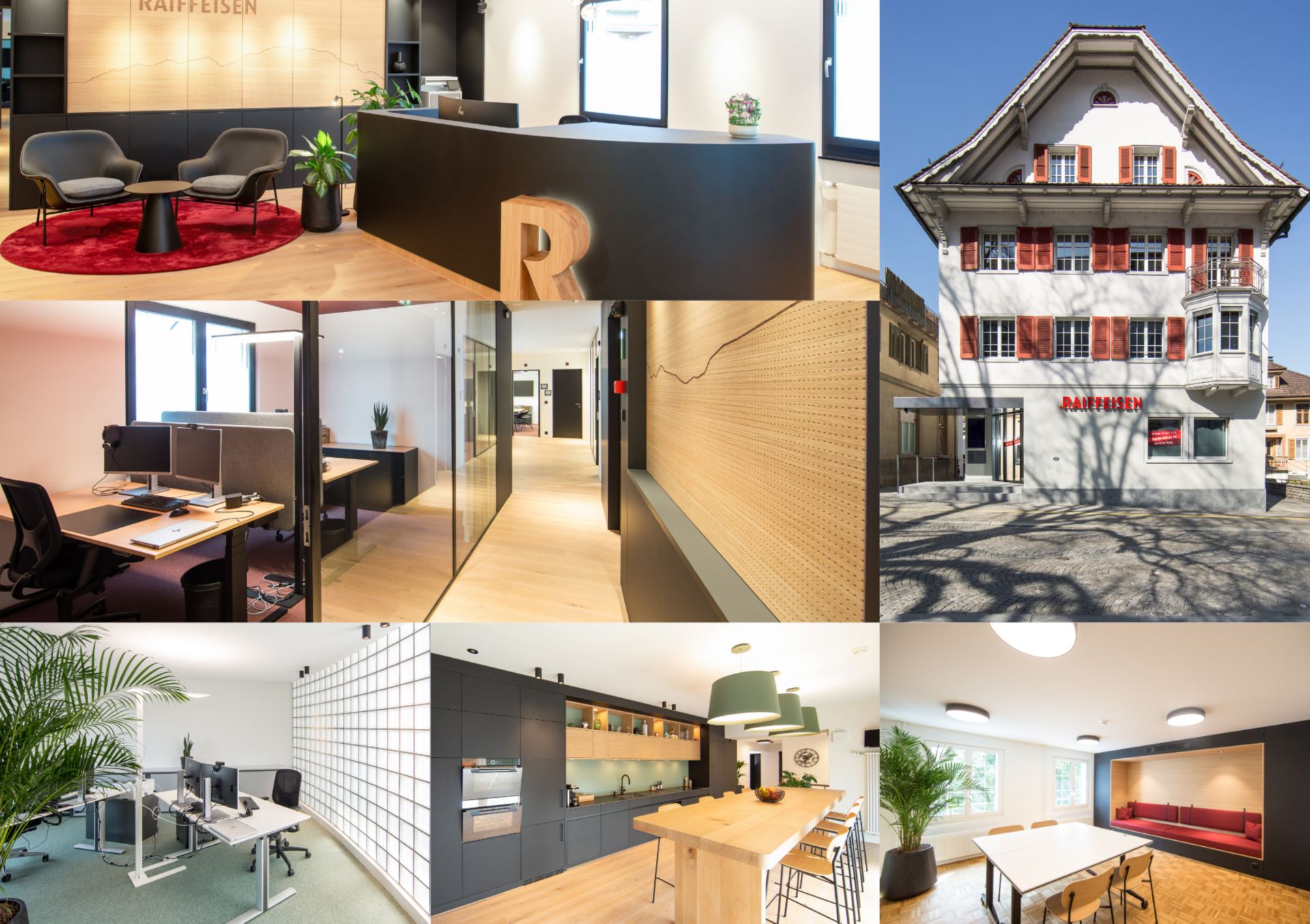 Collage Bilder Umbau Geschäftsstelle Alpnach