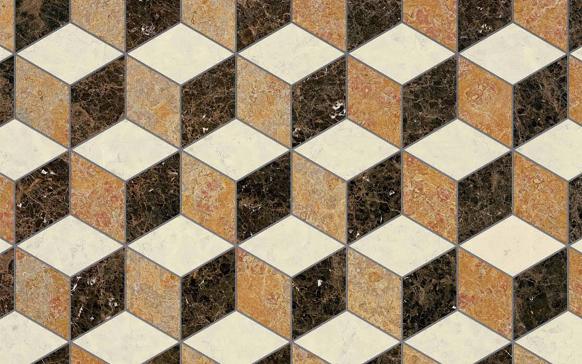 Chi è già stato al Giant's Causeway in Irlanda può riconoscere il ponte su «Capalbio Noce» di Bisazza della collezione Marmo. Per tutti gli altri, si tratta di una splendida piastrella che ricorda piuttosto la geometria (che Madre Natura). Foto: Bisazza