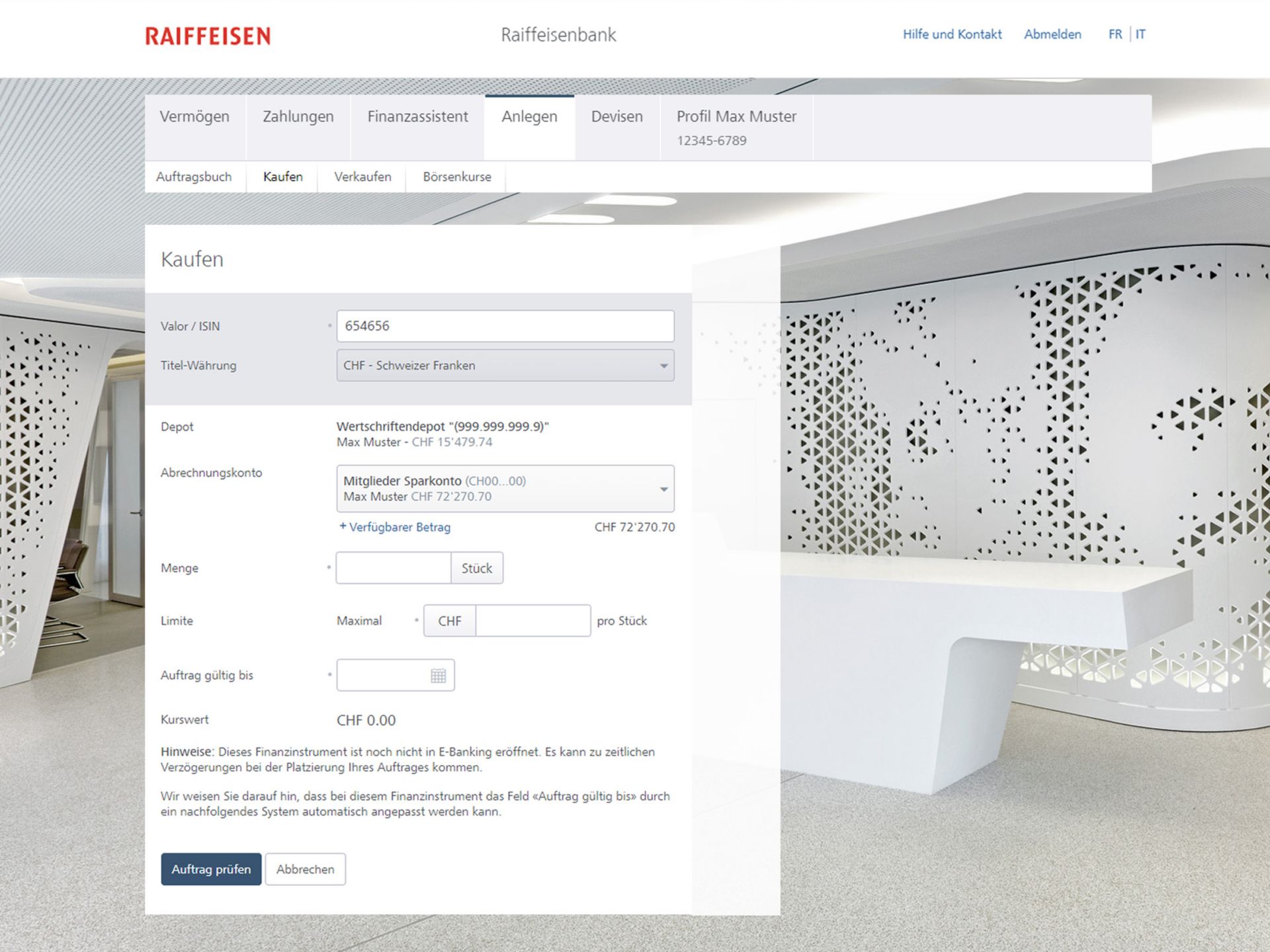 Falsche Valoren-Nummer