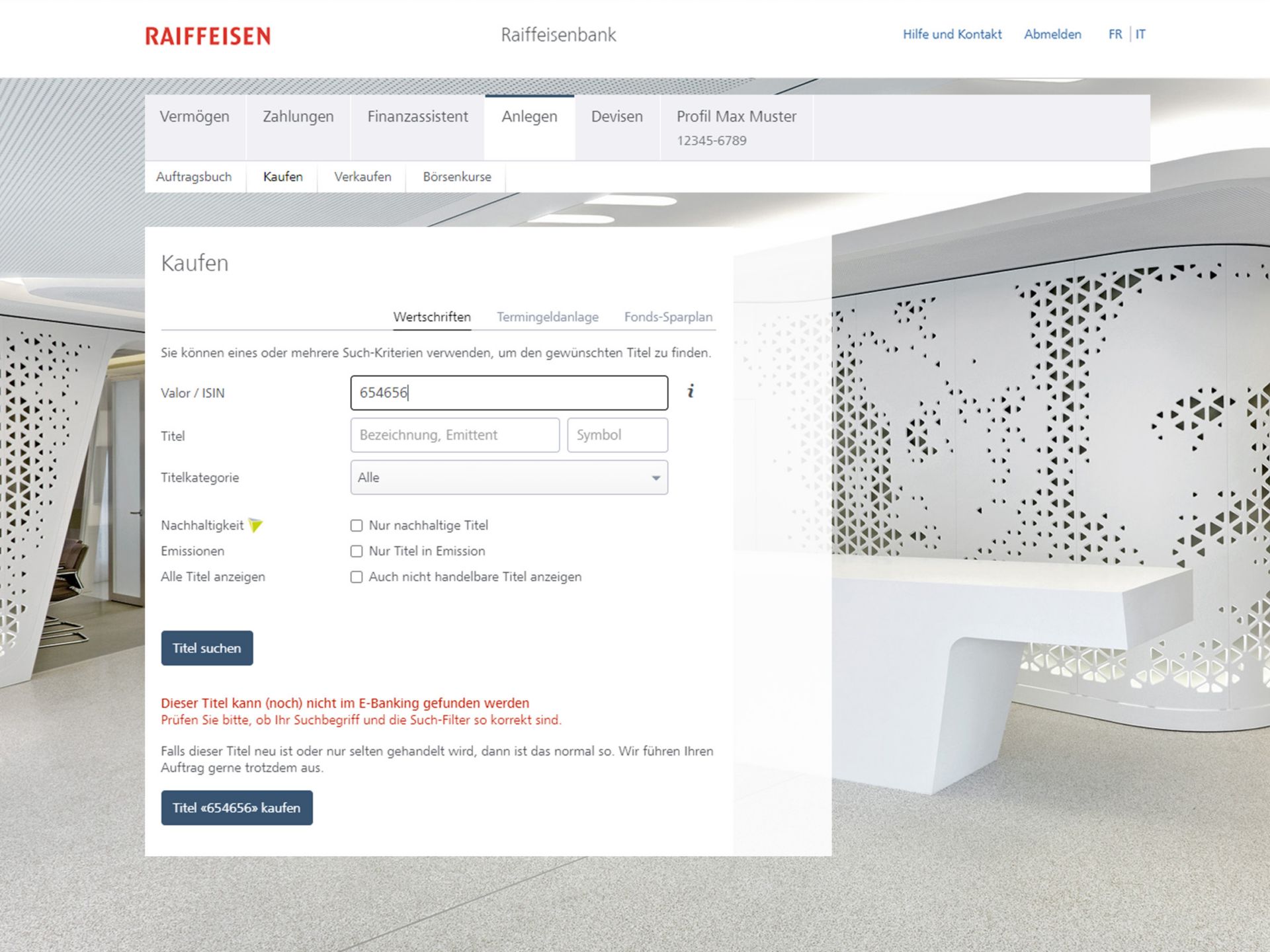 Falsche Valoren-Nummer