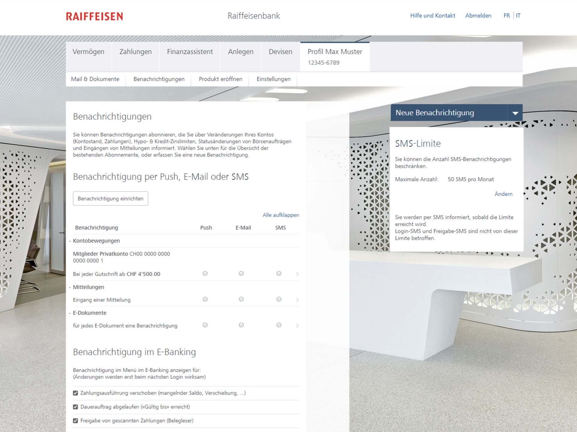 Benachrichtigung anpassen