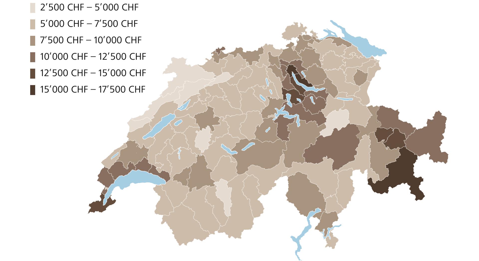 Grafik Quadratmeter-Transaktionspreis von Stockwerkeigentum im Jahr 2024. (Quelle: Raiffeisen Economic Research)