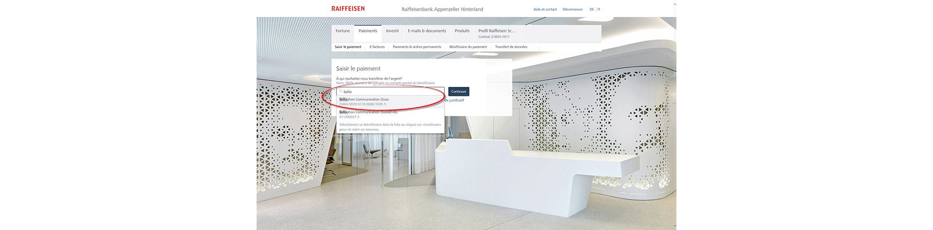 saisir un ordre permanent