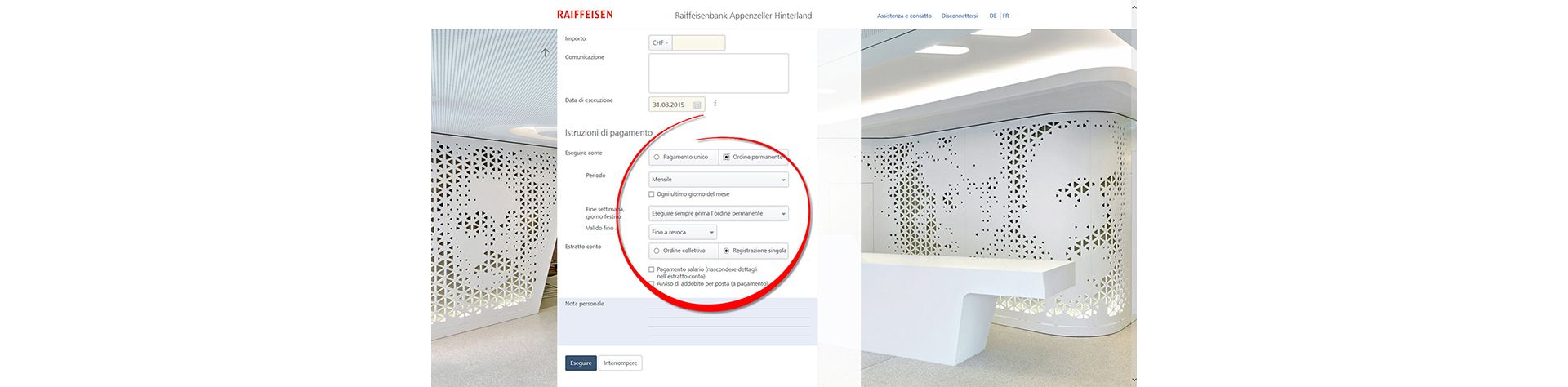 Registrare un oridne permanente