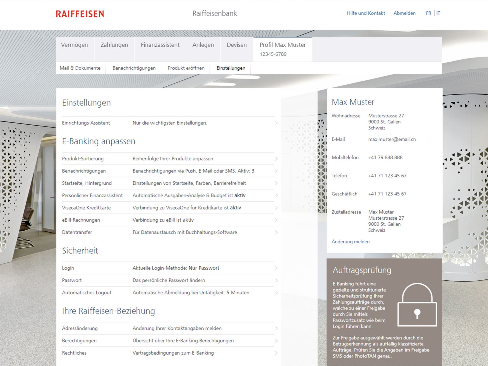 Änderungen im Profil