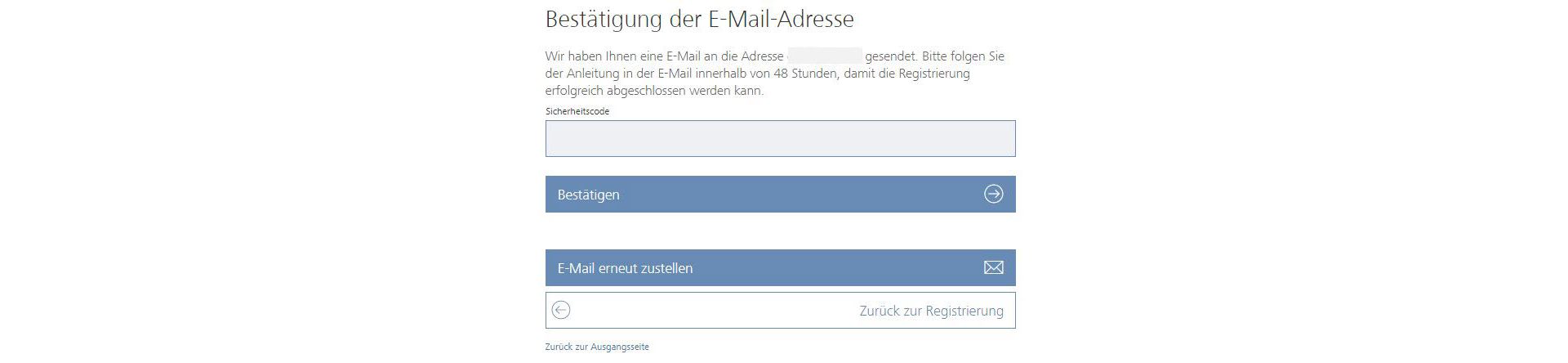 Bestätigung der E-Mail-Adresse nach der Registrierung