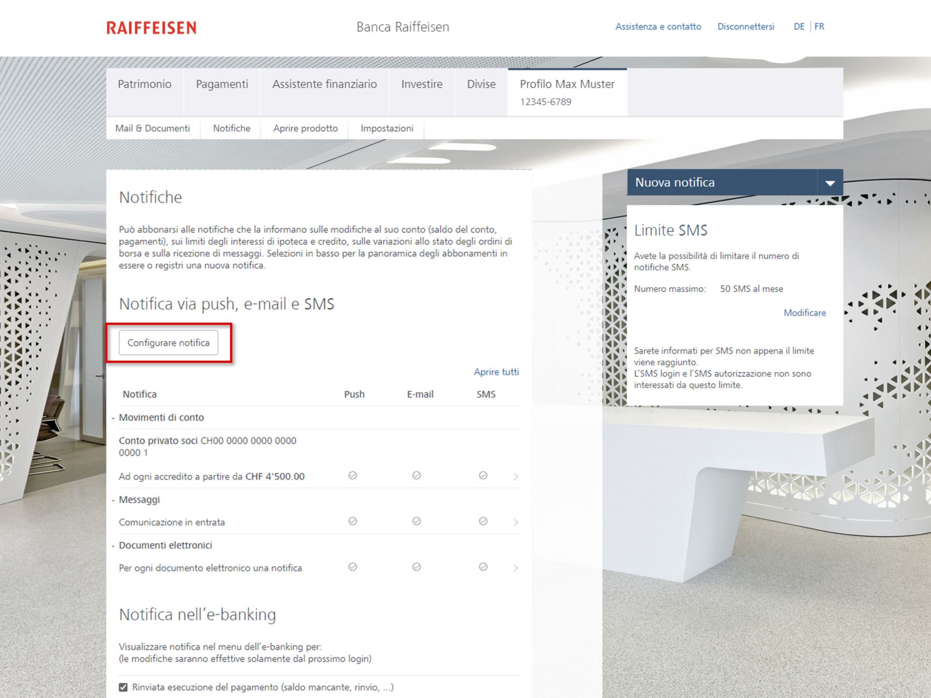 Modificare les notifiche