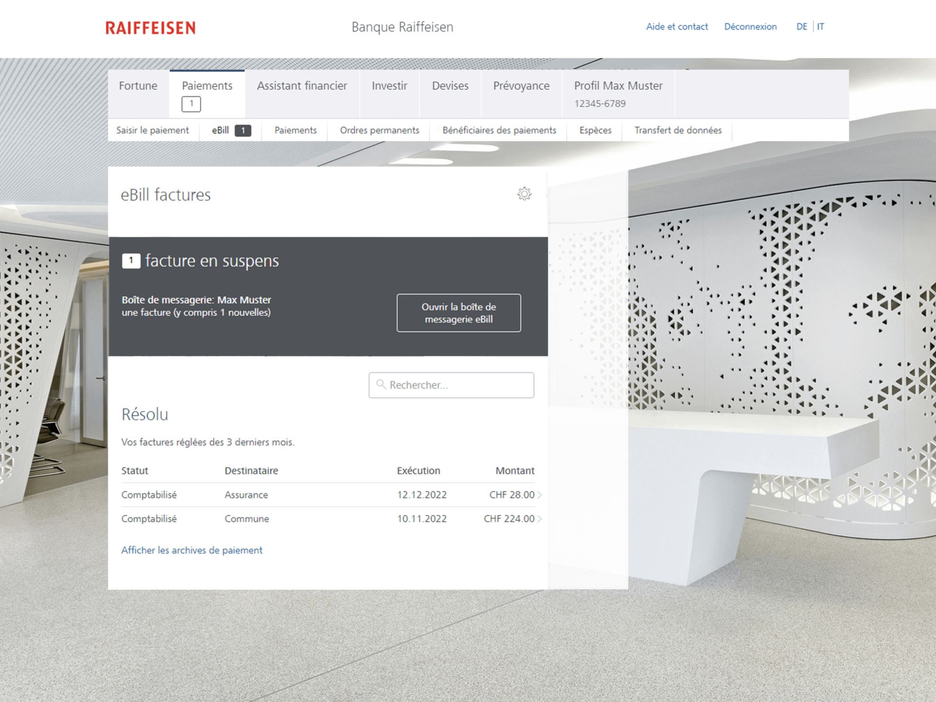 trouver mes factures eBill