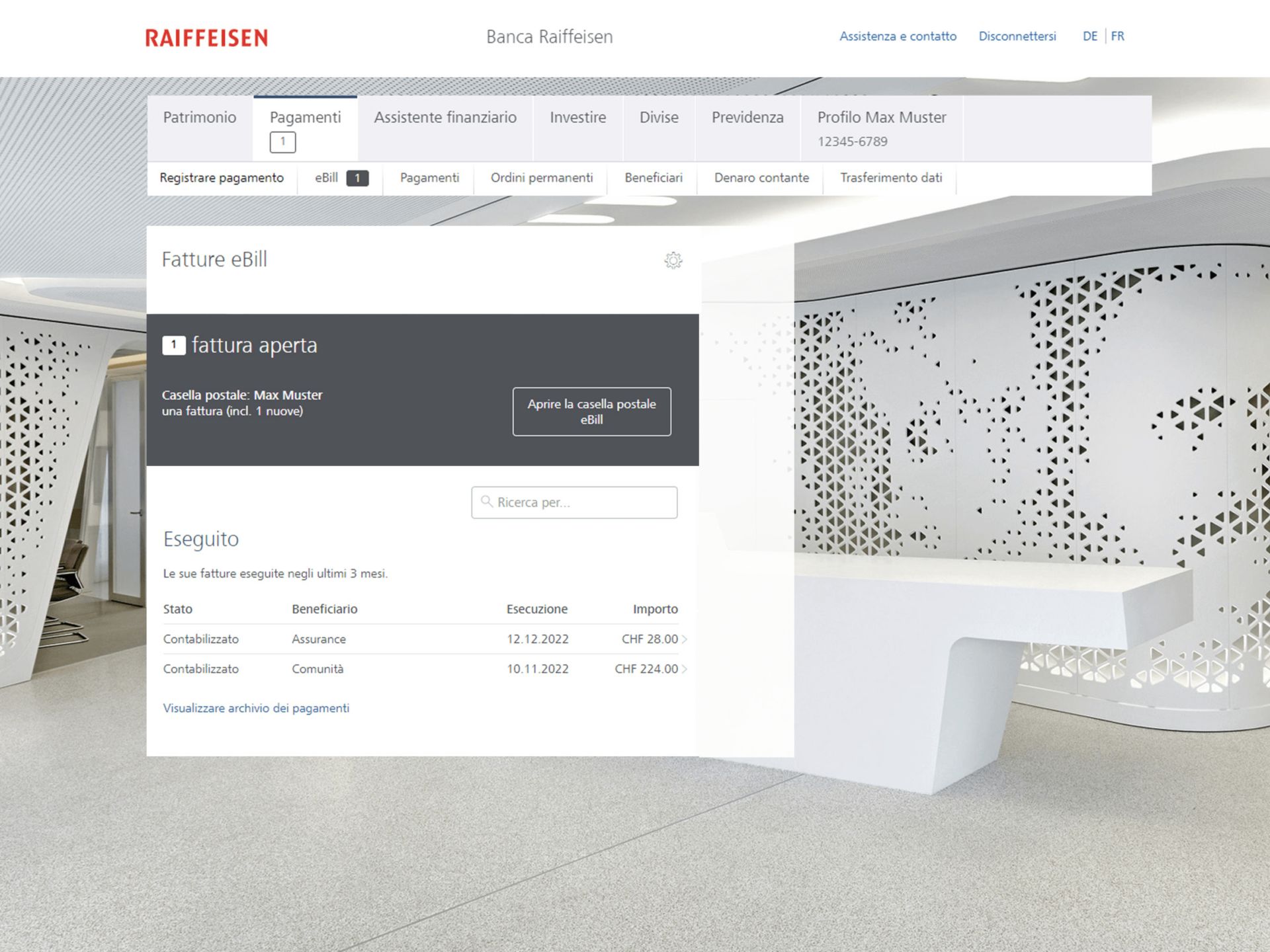 Trovare i fatture eBill