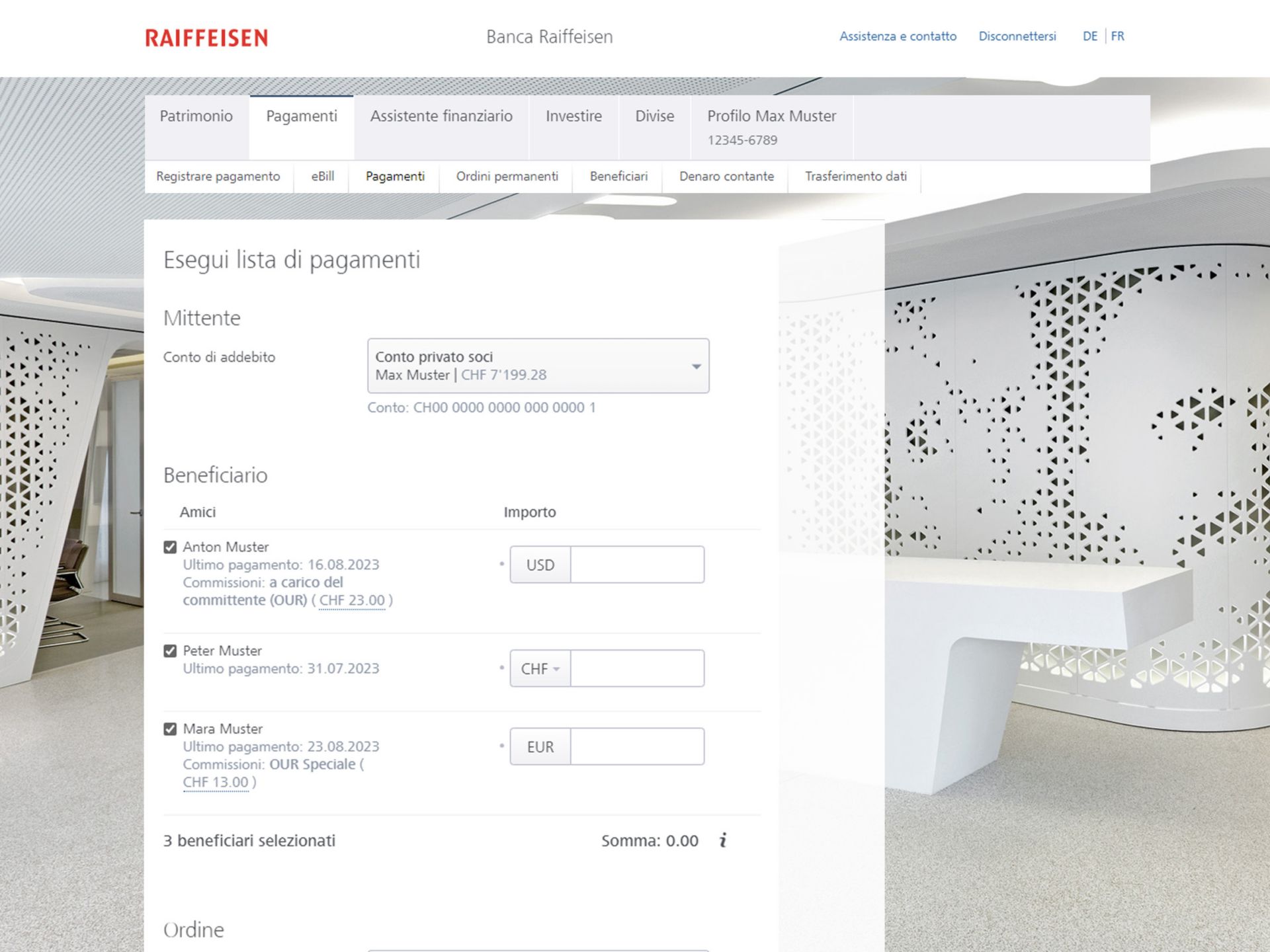 Esegui lista di pagamenti