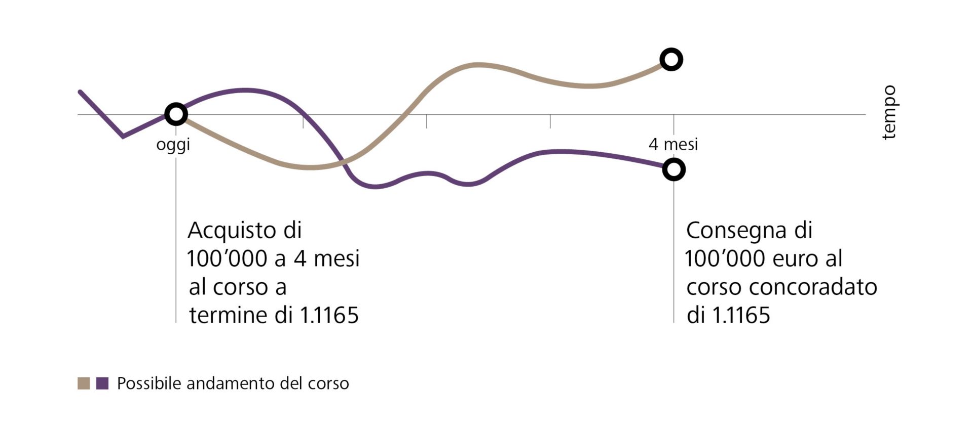 Operazione a termine su divise – esempio di calcolo fittizio, le cifre si basano su ipotesi della redazione