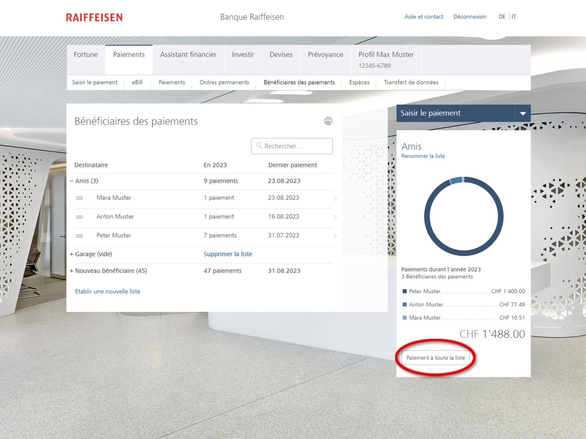 Exécuter une liste de paiements