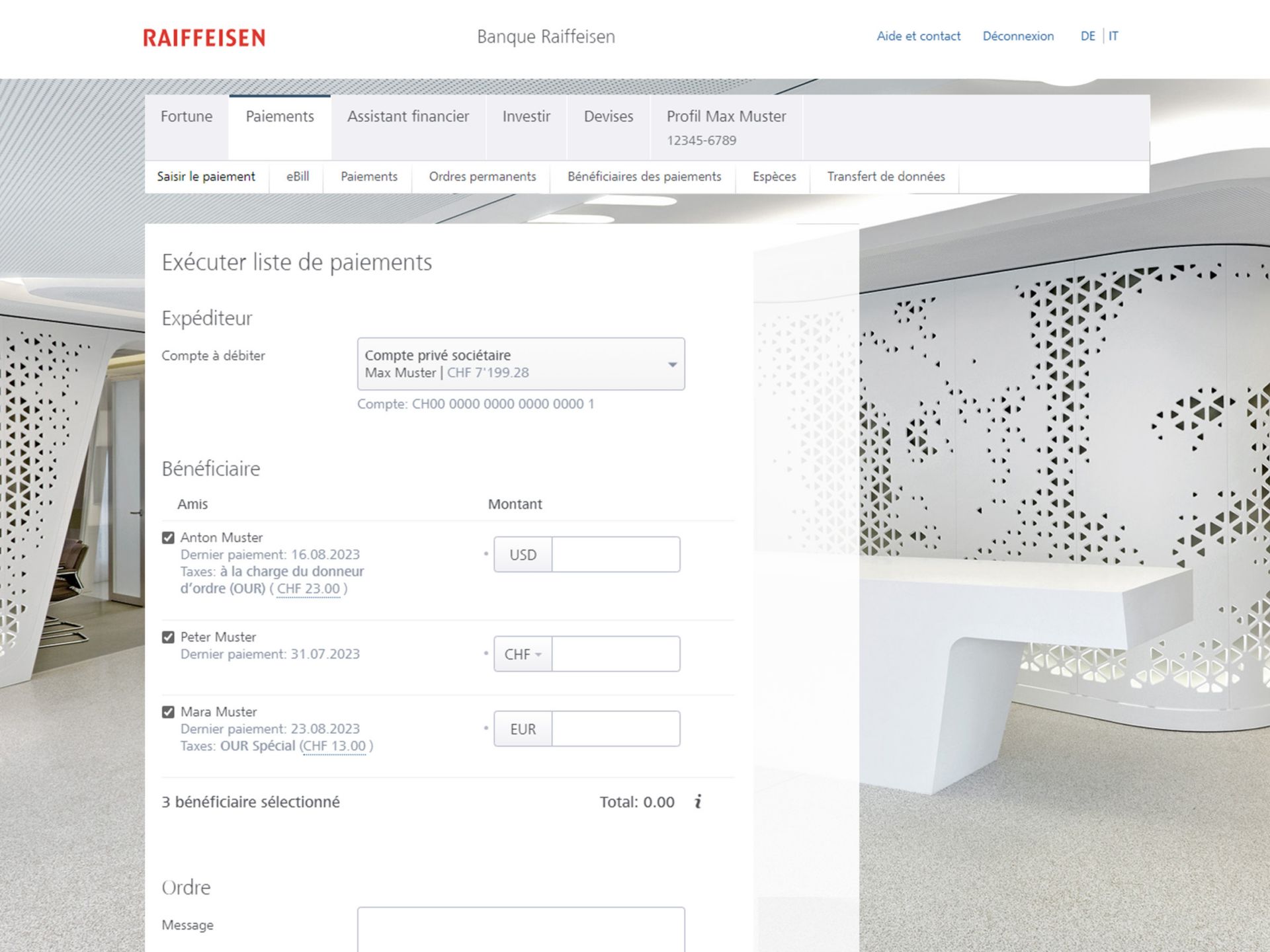 Exécuter une liste de paiements