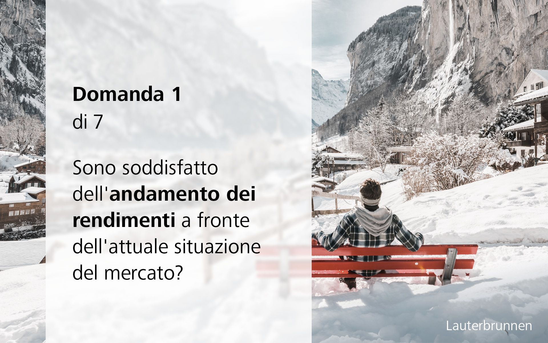 Uomo su una panchina nella neve 