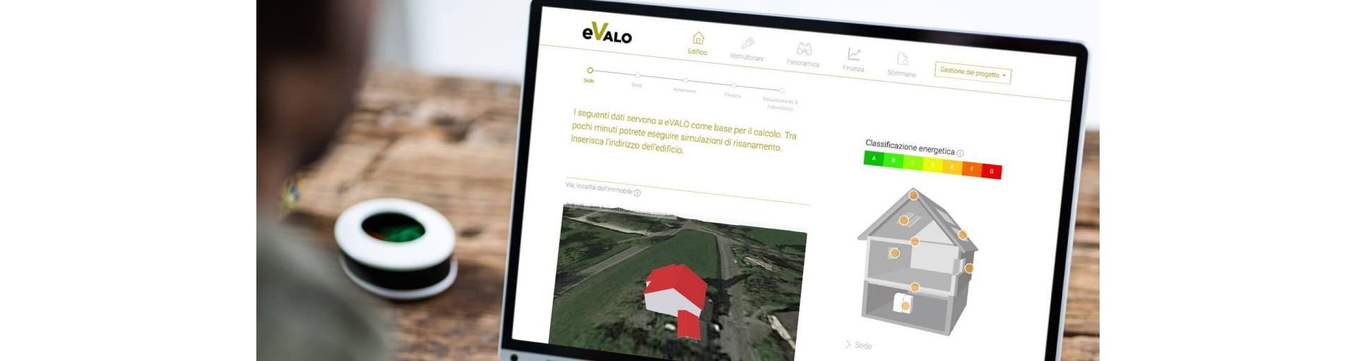 Pianificare virtualmente con eVALO il suo risanamento e calcolare il potenziale di risparmio.