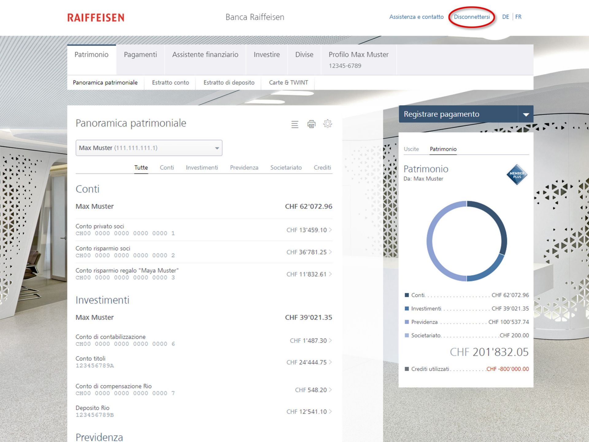 Disconnettersi nell'e-banking