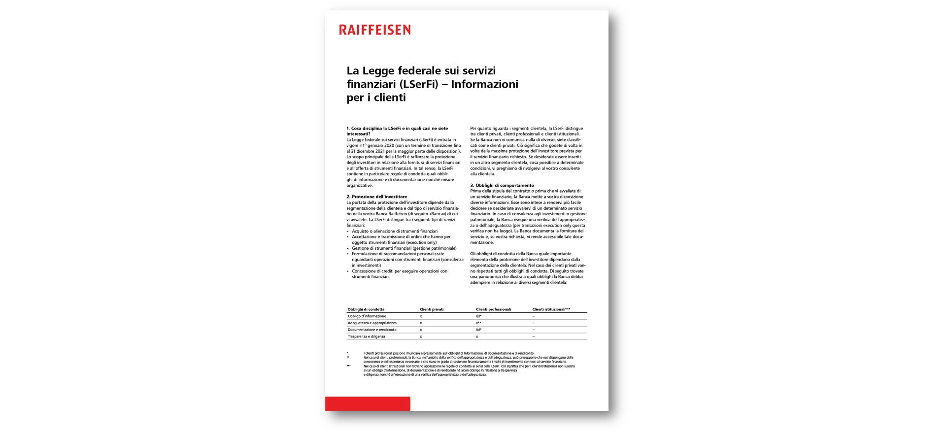 Download dell'opuscolo «La Legge federale sui servizi finanziari (LSerFi) – Informazioni per i clienti»