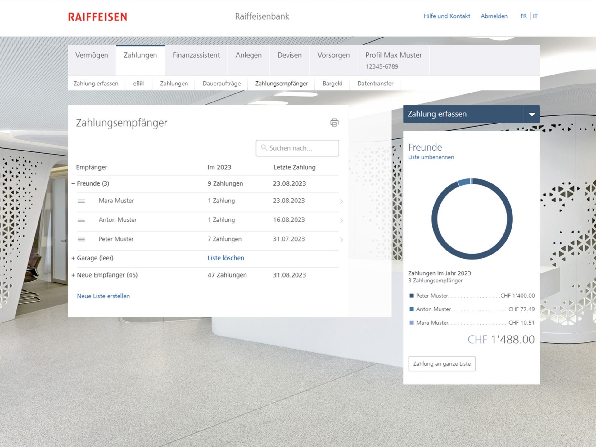Liste Zahlungsempfänger