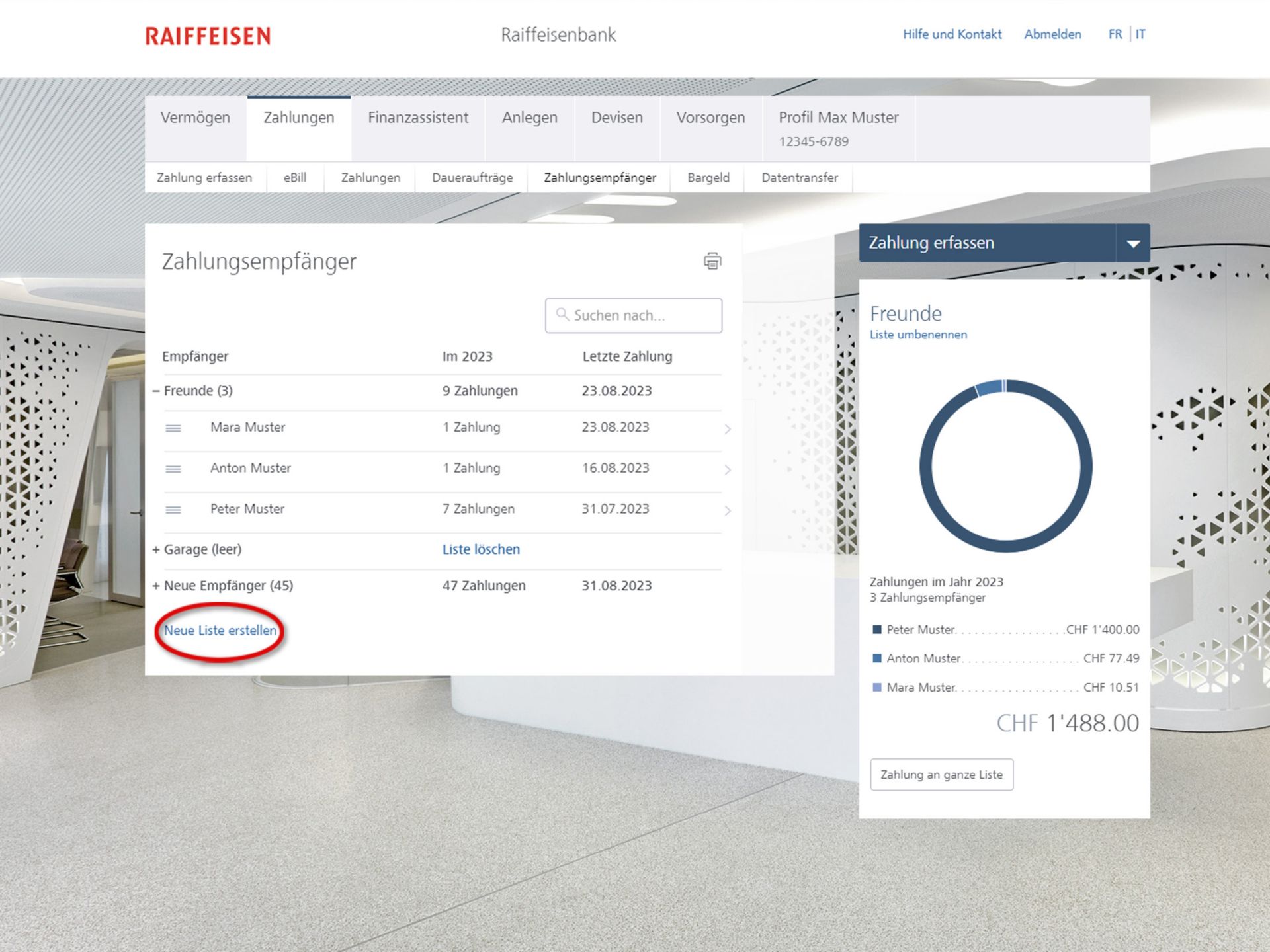 Zahlungsempfänger Liste