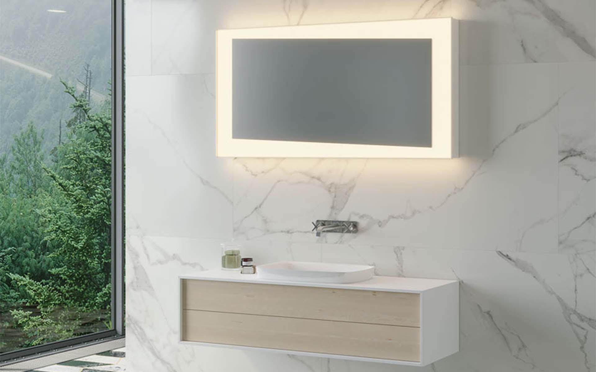 Il controllo delle ore del giorno dell'armadio a specchio «Move» può essere facilmente adattato al bioritmo personale. Foto: Keller Spiegelschränke